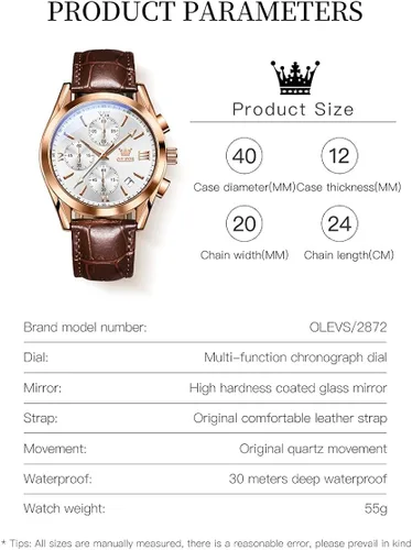 Vista 7 de OLEVS Relojes para hombre, cronógrafo, de moda, casual, analógico, de cuarzo, impermeable, relojes de pulsera luminosos de vestir con correa