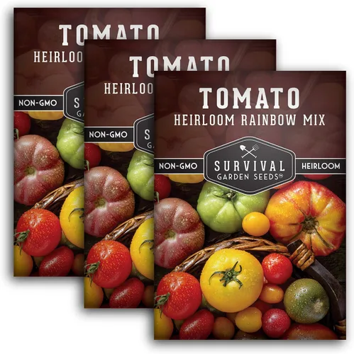 Vista 10 de Heirloom Rainbow Mix Semillas de tomate para plantar, 1 paquete Colorful Tomatoes Seed Blend, High Yield Garden Varieties, Non-GMO Open-Pollinated