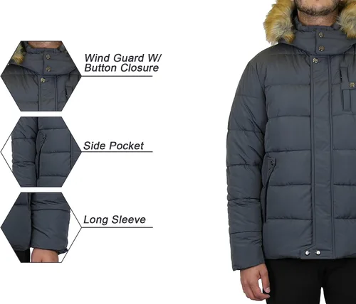 Vista 5 de Galaxy by Harvic Chaqueta cortavientos de nailon con capucha de doble capa pesada para hombre