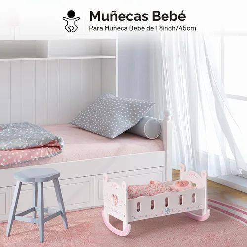 Vista 5 de [Usado] ROBOTIME Cuna de Madera para Muñecas Bebé, Cama Cuna de Muñeca para Muñecas de 18-24 Pulgadas, Juego de Cuna para Muñecas Bebé con Manta