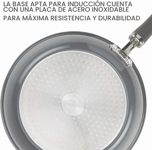 Vista 3 de Rachael Ray Create Delicious - Sartén hondo antiadherente con tapa / Sartén / Cacerola - 9.5 pulgadas, gris