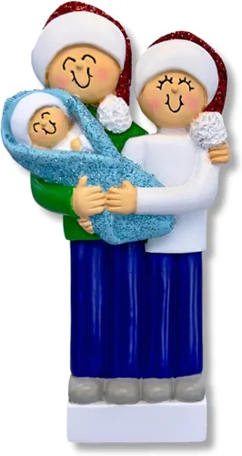 Vista 3 de Adorno de Navidad 3D de familia de 3 2025, adornos de Navidad familiares personalizados 2025 Recuerdo de baby shower para recién nacidos, adornos