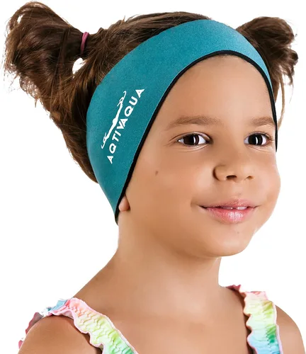 Vista 9 de AqtivAqua Diadema de natación para niños, adultos, hombres, mujeres, niños pequeños, tapones para los oídos (color negro, tamaño: L)