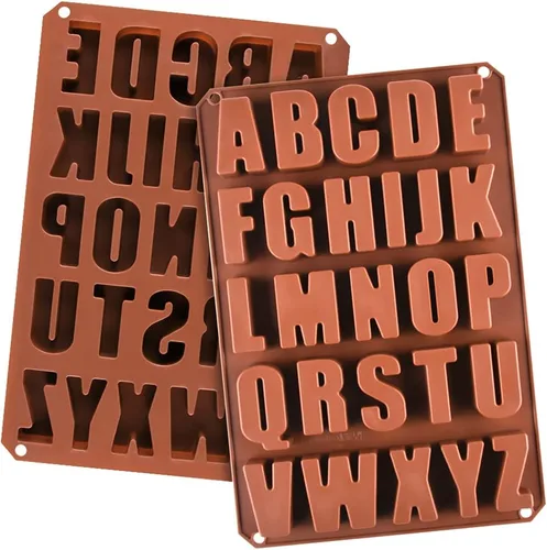 Vista 7 de Moldes de letras grandes de silicona para crayón, resina, chocolate, caramelos, cera, decoración de pasteles (1)