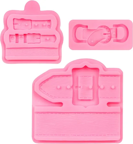 Vista 9 de Moldes de silicona para cinturón, moldes de chocolate, molde para hornear para decoración de pasteles, decoración de cupcakes, caramelo, azúcar