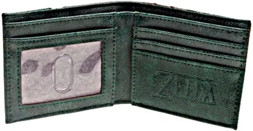 Vista 2 de ANGIEHAIE Legend of Zelda - Cartera de metal Hylian Shield verde bi fold