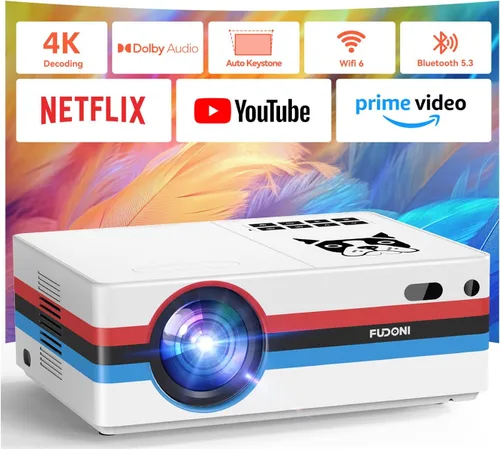 Vista 11 de 【28000 lúmenes de alta luminosidad】Proyector con WiFi 5G y Bluetooth, proyector de cine al aire libre mejorado compatible con 4K, zoom máximo