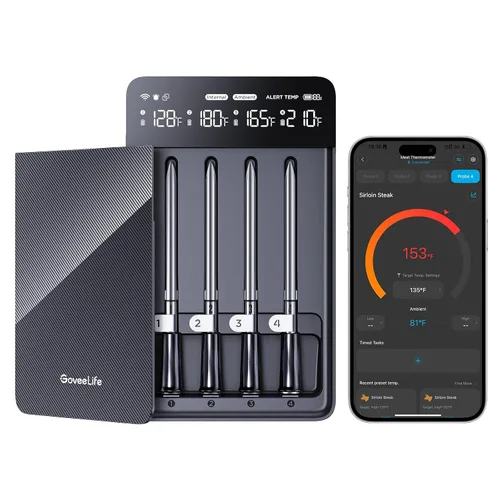 Vista 10 de GoveeLife - Termómetro digital inalámbrico Bluetooth inteligente para carne, con alertas de aplicaciones WiFi Unlimited Range, IP68 Waterproof