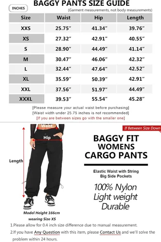 Vista 8 de Y2K Cargo Pants Women Baggy - Pantalones de paracaídas para mujer