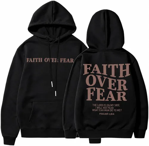 Vista 12 de BANGELY Sudadera Fe Sobre el Miedo para Mujeres, Sudadera Cristiana con Gráfico, Dichos Religiosos Cristianos, Jersey de Biblia, Tops de Pullover