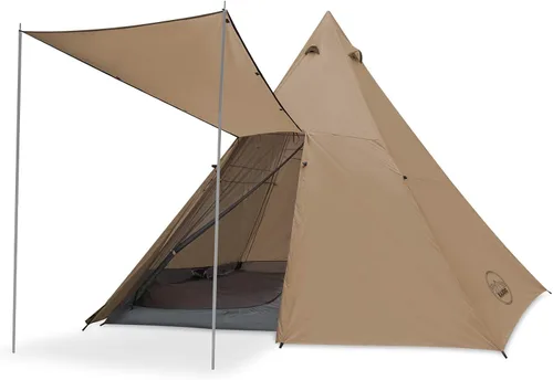 Vista 7 de KAZOO - Tienda de campaña familiar grande, impermeable, tipi, tiendas con habitación de 8 personas, tienda de tipi, armado instantáneo, Blanco sucio