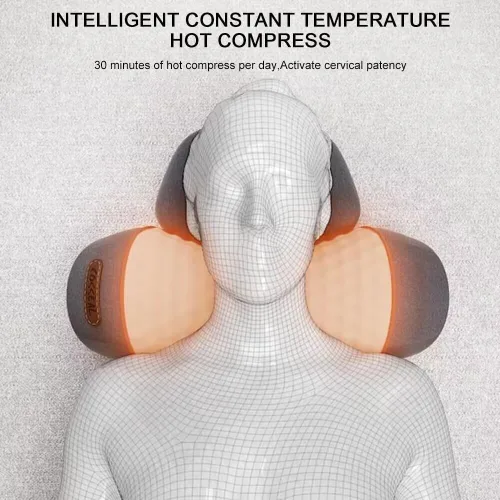 Vista 6 de Almohada cervical con almohada de masaje térmico para aliviar el dolor de cuello y hombros, modos ergonómicos de múltiples vibraciones, almohada