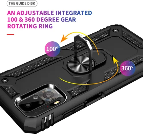 Vista 4 de Jielangxin Keji Funda para Xiaomi Redmi Note 10 4G, con soporte giratorio para Xiaomi Redmi Note 10S M2101K7BG/Redmi Note 10 4G M2101K7AG M2101K7AI