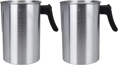 Vista 10 de Yarlung Olla para hacer velas de 4 libras, jarra de fabricación de velas de construcción de aluminio, jarra de cera sin goteo con mango resistente