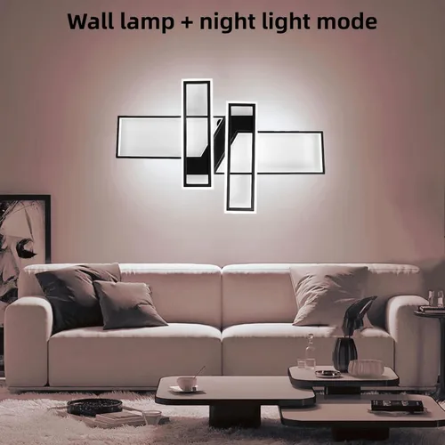 Vista 3 de SMG Moderna lámpara de techo LED para dormitorio, lámpara LED regulable de 35 pulgadas, lámpara de techo de diseño cuadrado de montaje empotrado
