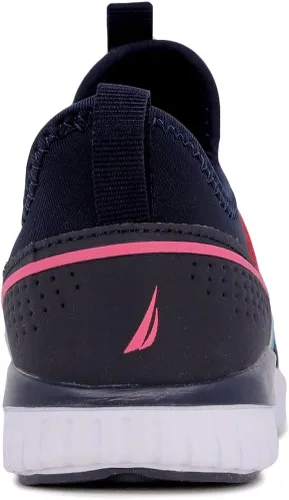 Vista 3 de Nautica Tenis deportivos sin cordones para niñas jóvenes, elegantes zapatos para correr y tenis para niños pequeños y grandes