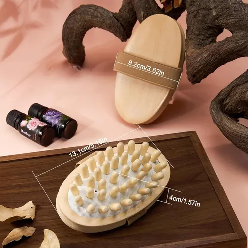 Vista 7 de 2 piezas de cepillo Meridian, herramientas de masaje de terapia de madera Beige