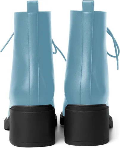 Vista 136 de ROSERWISH Botas altas de tacón bajo y grueso para mujer, con cordones, cómodas, modernas, con puntera redonda, de 2.5 pulgadas