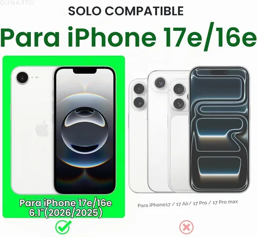 Vista 2 de ORNARTO Funda compatible con iPhone 16e de 6.1 pulgadas (2025), silicona líquida de 3 capas cubierta completa de goma de gel suave, funda protectora