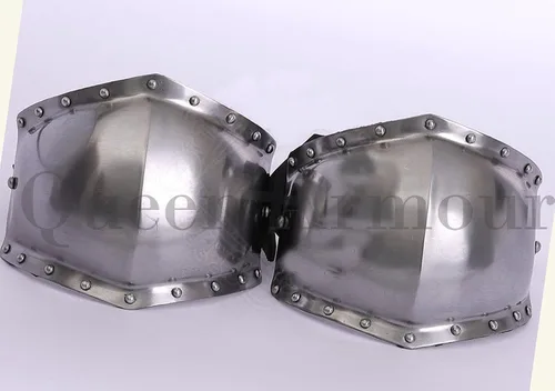 Vista 4 de Poleyns Conjunto de piernas Conjunto de armadura Spartan Roman Helmet Europeo Hervidor Odio máscara vikingo Barbuta Cruzado Guantes Guantelete