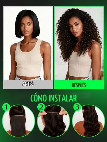 Vista 6 de 3B 3C Anrosa Jerry - Extensiones de cabello humano rizado con clip, 16 Rizado #1B