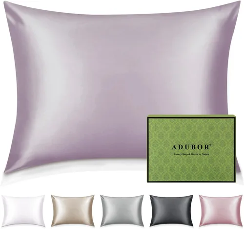 Vista 14 de Adubor Funda de almohada 100% de seda, fundas de almohada de seda de morera, 22 fibras de grado Momme 6A, funda de almohada de seda para la salud