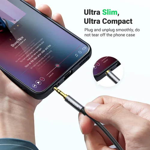 Vista 7 de UGREEN Cable de extensión de auriculares 3.5mm, cable auxiliar chapado en oro, cable de audio estéreo con conector TRS macho a hembra, extensor
