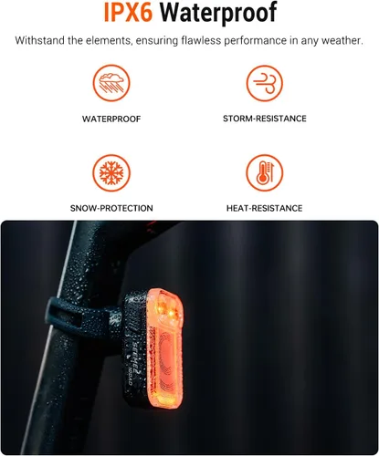 Vista 6 de Magicshine Luz trasera de bicicleta Radar SEEMEE 100AD, control FTR LightSync, luz trasera de radar para bicicleta con USB recargable 700mAh IPX6