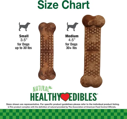 Vista 7 de Nylabone Healthy Edibles Masticables Naturales para Perros de Larga Duración Golosinas Masticables para Perros, Sabor a Carne Asada, X-Small/Petite