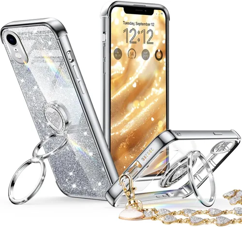 Vista 19 de XYZ para Funda de iPhone Xs Max con Soporte, Funda de Teléfono con Doble Soporte de Anillo, Funda de Amor-Corazón Linda de Lujo con Brillantina
