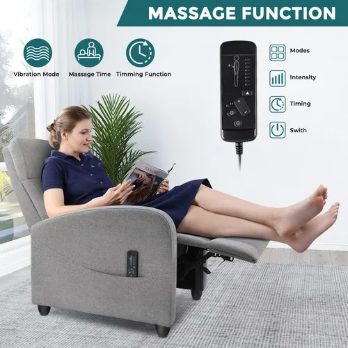 Vista 3 de Smug Winback - Asiento de cine en casa de tela con soporte lumbar, sillón individual, sillón reclinable, fácil descanso, color gris