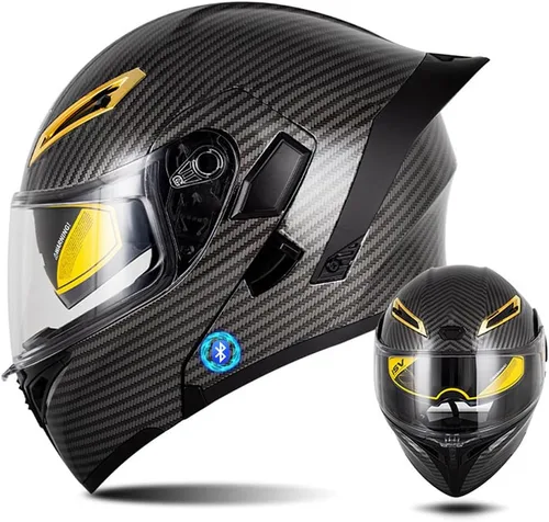 Vista 8 de Casco de motocicleta Bluetooth modular, casco moto plegable con visera interior, visera solar, doble lente de seguridad, casco aprobado por DOT