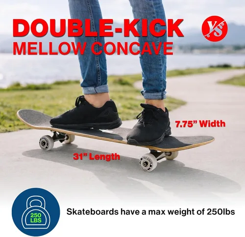 Vista 2 de Yocaher. Monopatín blanco de 7,75 pulgadas.