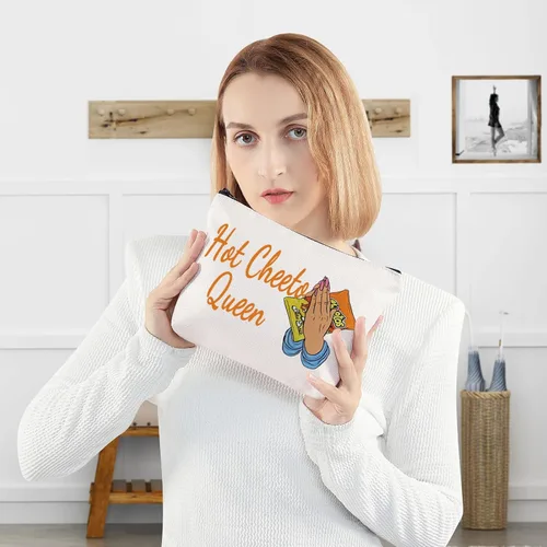 Vista 4 de WZMPA Bolsa de cosméticos para alimentos de mazorca de maíz, regalos para amantes de la comida, bolsa de maquillaje con cremallera de reina caliente