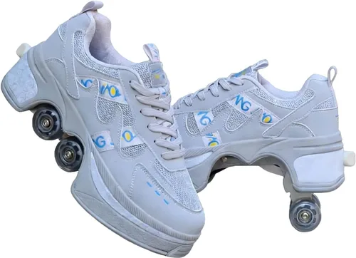 Vista 16 de 2-in-1 Roller Skates & Sneakers with Retractable Wheels - Convertible Lightweight Outdoor Fitness Shoes for Women, Men & Children - Unisex Kick