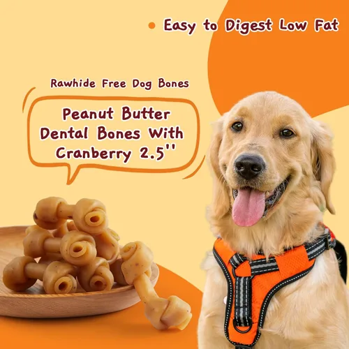 Vista 6 de Jungle Calling - Golosinas para perros con mantequilla de maní, huesos sin cuero crudo para perros pequeños Easy to Digest, Dental Puppy Chews