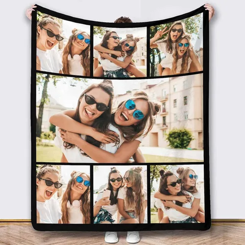 Vista 23 de Mantas de fotos personalizadas, 10 fotos personalizadas, mantas de imagen personalizadas, regalos para hermana, papá, mamá, hija, hijo