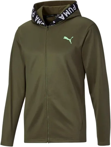 Vista 3 de PUMA Hombres Tren Pwr Fleece Fz Sudadera Con Capucha Nos Entrenamiento Casual Ropa Exterior Casual - Verde