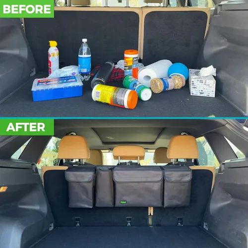 Vista 5 de PIDO - Organizador colgante para maletero, organizador para asiento trasero de SUV, bolsa de almacenamiento colgante para coche con bolsillos