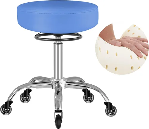 Vista 12 de Taburete rodante con ruedas, capacidad de peso de 400 libras, silla de pestañas resistente ajustable para tatuajes, laboratorio, masaje, spa, Negro