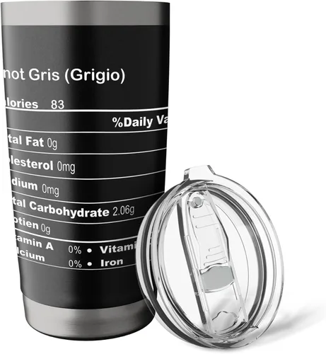 Vista 5 de Funny Pinot Gris Grigio Acción de Gracias Nutricional Hecho de Acero Inoxidable Vaso Aislado
