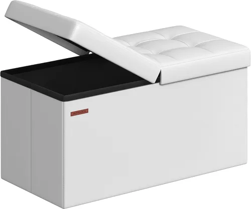 Vista 12 de Songmics Funda de piel sintética plegable – Banco de almacenamiento otomano reposapiés