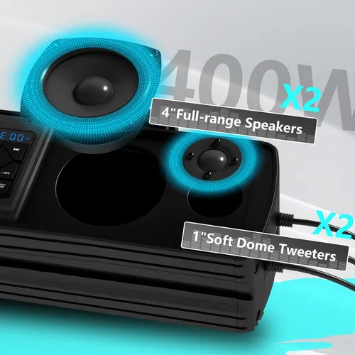 Vista 2 de Barra de sonido UTV, barra de sonido impermeable IP66 Bluetooth para carrito de golf, sistema de altavoces ATV, barra de sonido SXS compatible