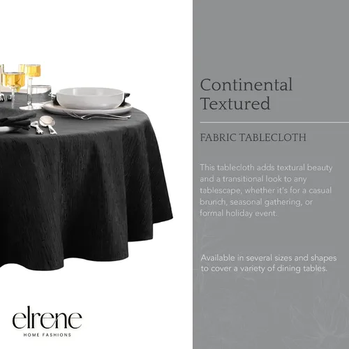 Vista 2 de Elrene Home Fashions - Mantel Continental de textura sólida resistente al agua, manchas y arrugas, 70 pulgadas, redondo, color negro