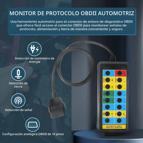 Vista 2 de OBD2 Breakout Box Diagnóstico Herramienta de escaneo para monitorear señales de protocolo/alimentación/tierra, monitor de protocolo OBDII
