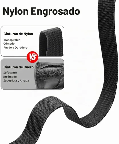 Vista 6 de Cinturón táctico para hombre, tela militar de nailon con hebilla de liberación rápida, ideal para el trabajo, senderismo Negro