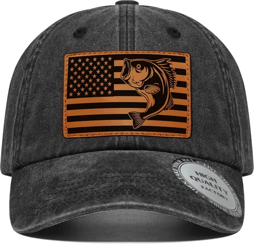 Vista 11 de Regalos de pesca para hombres y mujeres, sombrero único de camionero con bandera de pescador para pescador, el mejor regalo, negro/gris
