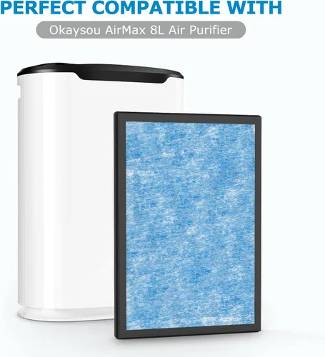 Vista 2 de iSingo Filtro de repuesto AirMax8L compatible con el purificador de aire Okaysou AirMax8L, filtro de carbono 3 en 1 azul y 2 en 1 con doble filtro