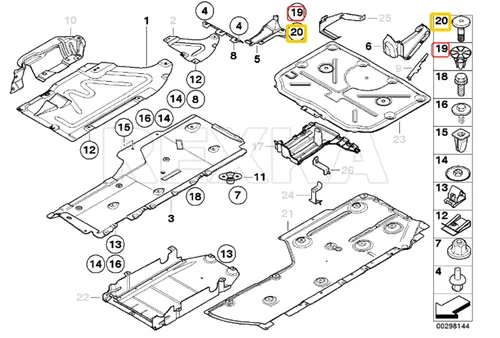 Vista 5 de Rexka Juego de 20 pasadores y ojales para panel basculante para BMW E90 E91 E92 E93 E88 E81 E82 E87 E06 F12 F1 X1 X6 07147122913 07147122912