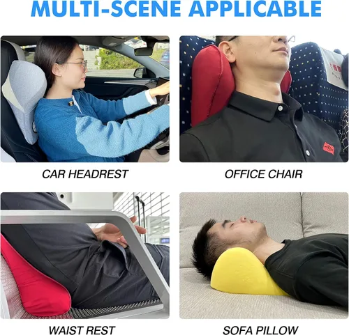 Vista 26 de Almohada para el Cuello del Asiento de Coche para Conducir, Almohada de Reposacabezas de Espuma Viscoelástica Suave con Correa Ajustable y Funda